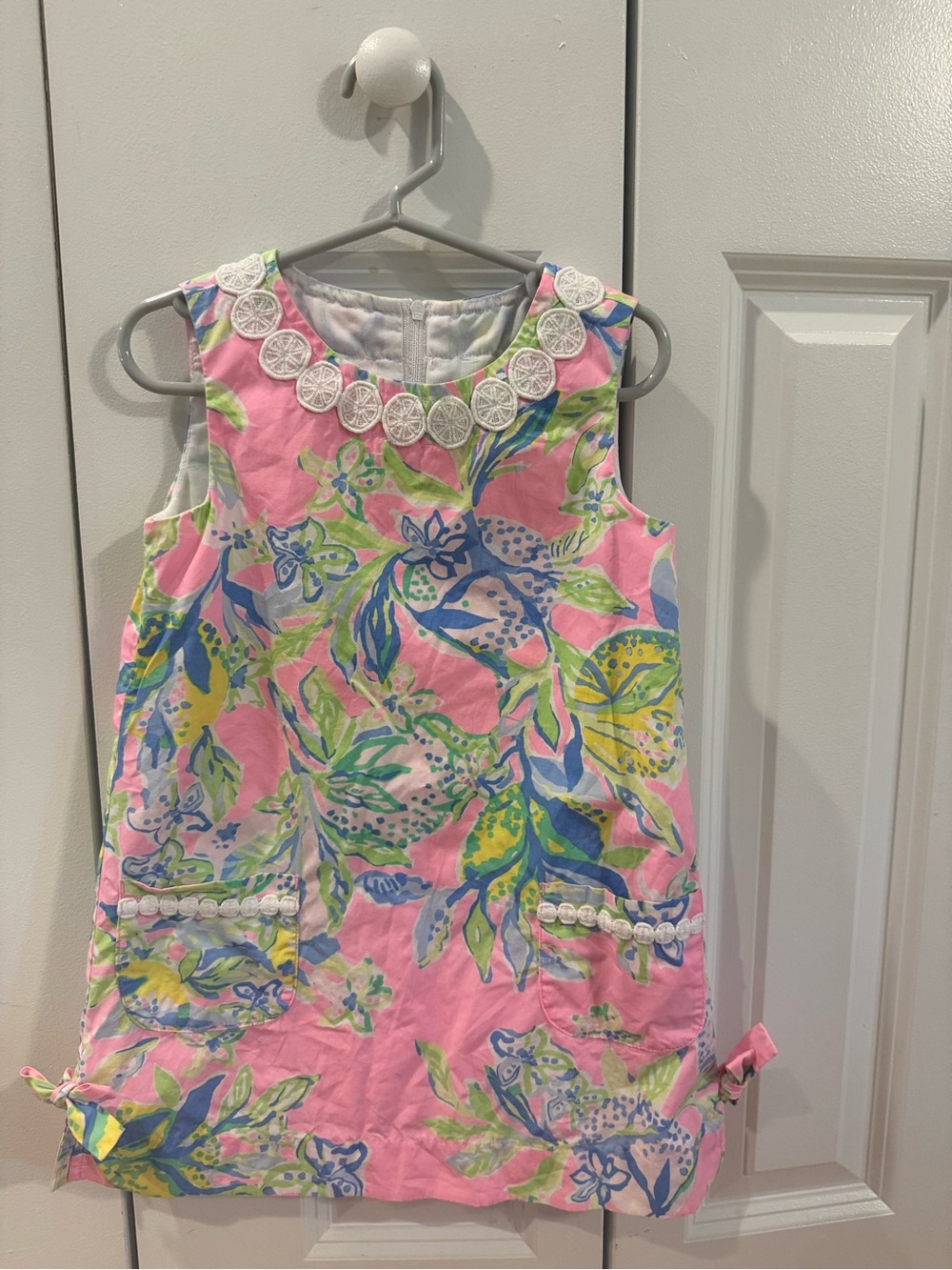 Lilly Pulitzer Pink Multicolor Floral Shift Dress with Lace Collar